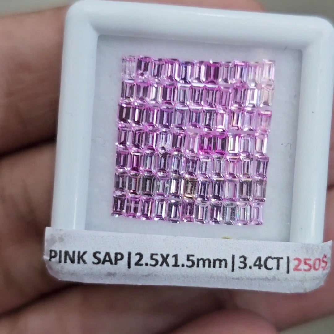 Box Of Natural Sri Lanka Unheated Pink Sapphire | 2.5x1.5mm | Rectangle