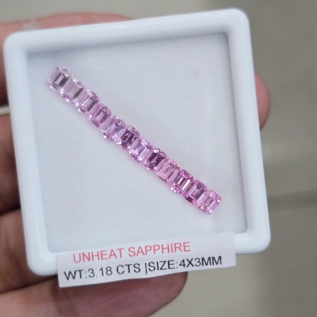 Box Of Natural Sri Lanka Unheated Pink Shades Sapphire | 4x3mm | Rectangle