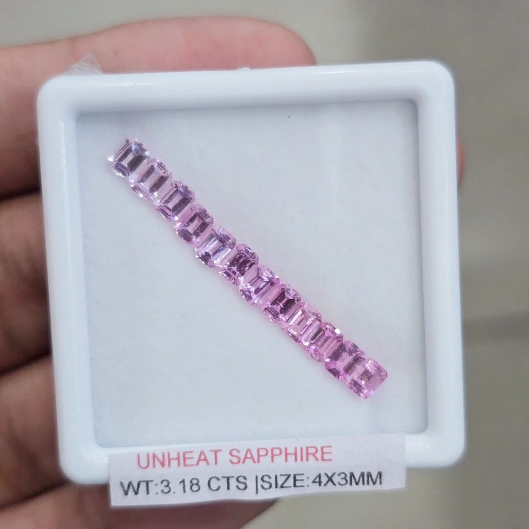 Box Of Natural Sri Lanka Unheated Pink Shades Sapphire | 4x3mm | Rectangle