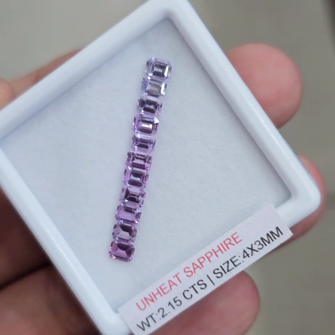 Box Of Natural Sri Lanka Unheated Purple Shades Sapphire | 4x3mm | Rectangle