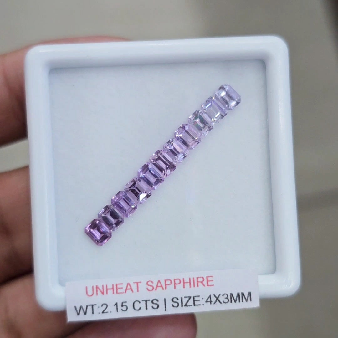 Box Of Natural Sri Lanka Unheated Purple Shades Sapphire | 4x3mm | Rectangle