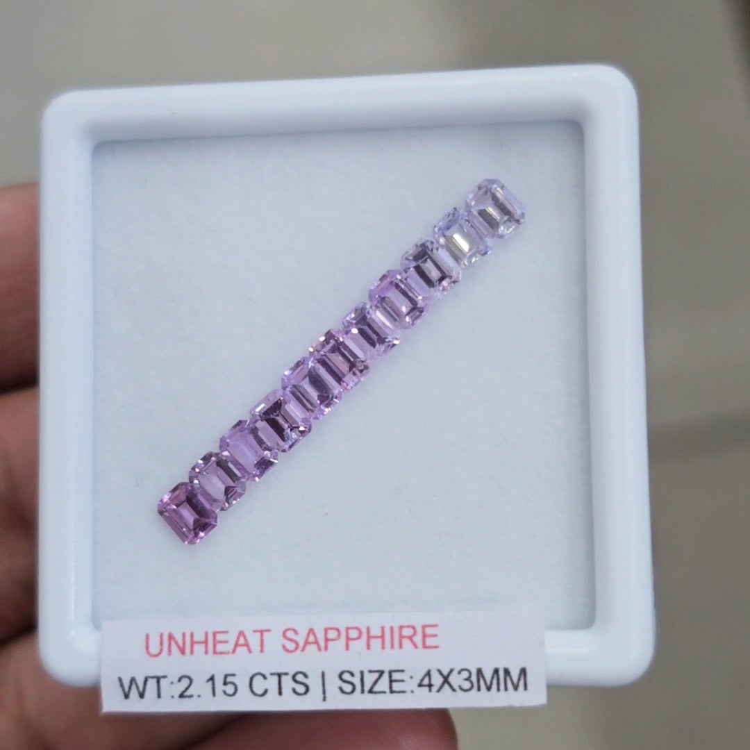 Box Of Natural Sri Lanka Unheated Purple Shades Sapphire | 4x3mm | Rectangle