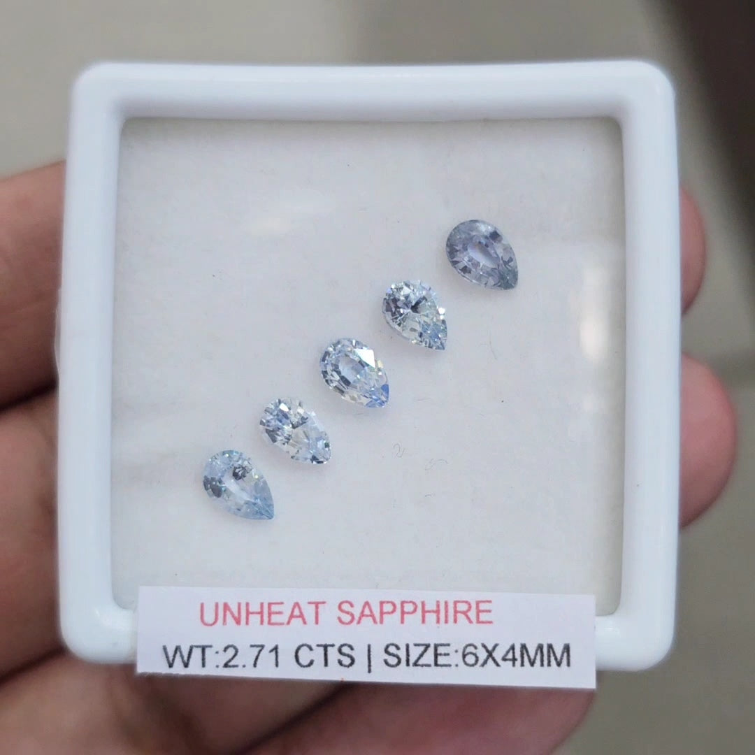Box Of Natural Sri Lanka Unheated Sapphire | 6x4mm | Pear