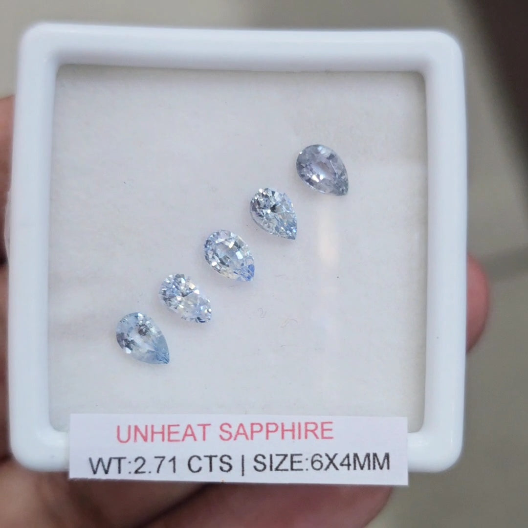 Box Of Natural Sri Lanka Unheated Sapphire | 6x4mm | Pear