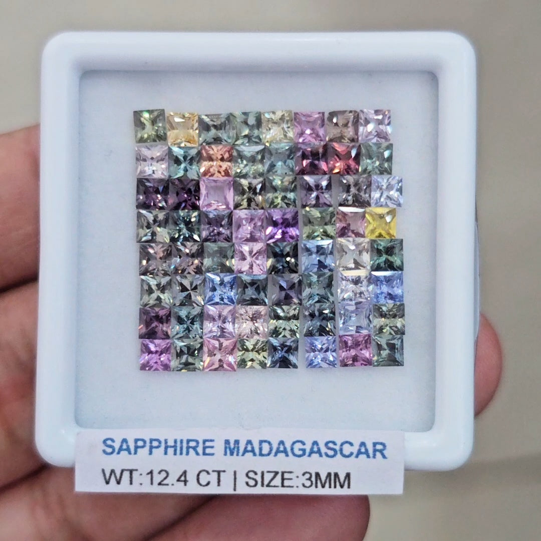 Box Of Natural Madagascar Unheated Sapphire | 3mm | Square