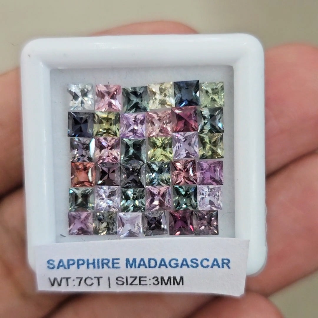 Box Of Natural Madagascar Unheated Sapphire | 3mm | Square