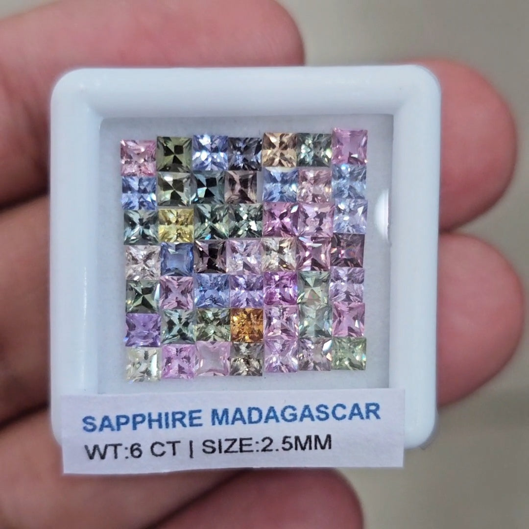 Box Of Natural Madagascar Unheated Sapphire | 2.5mm | Square