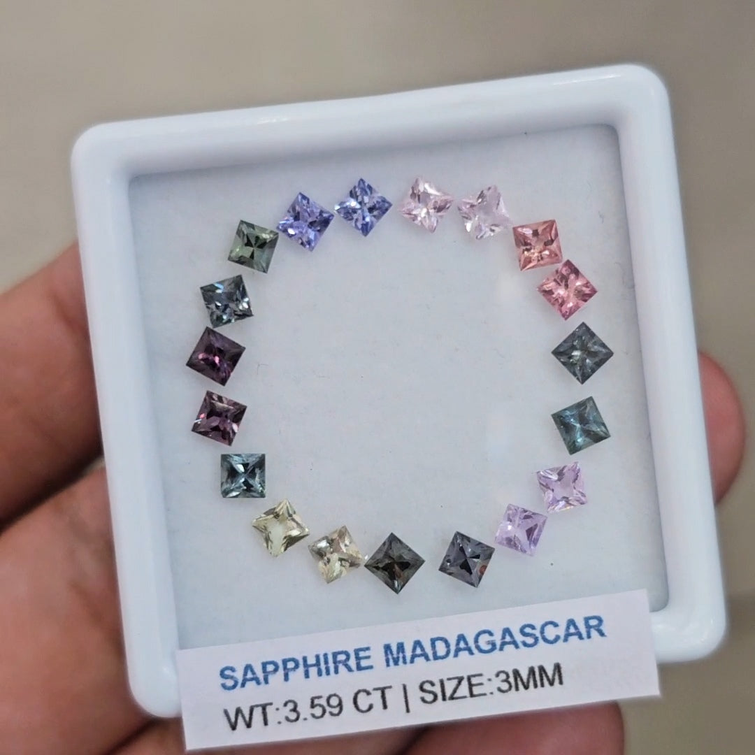Box Of Natural Madagascar Unheated Sapphire | 3mm | Square