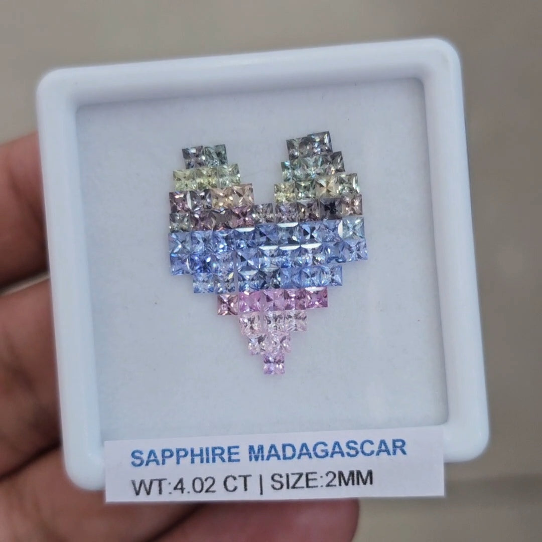 Box Of Natural Madagascar Unheated Sapphire | 2mm | Square