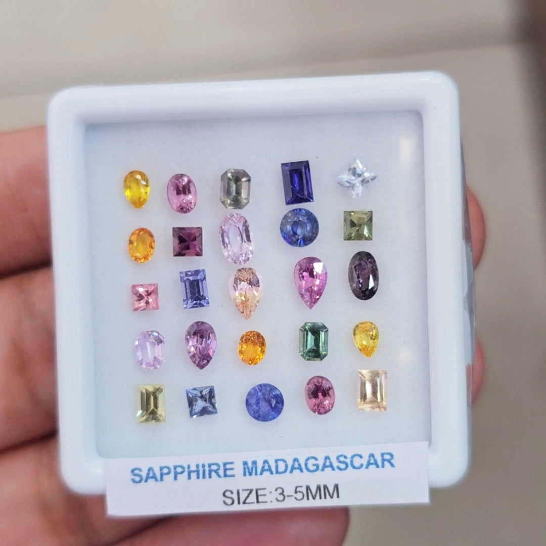 Box Of Natural Madagascar Unheated Sapphire | 3-5mm | Mix