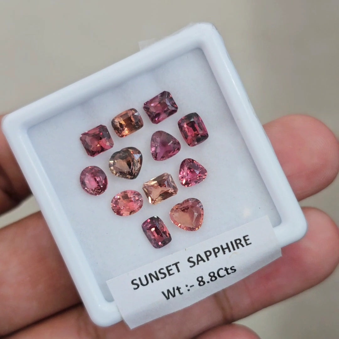Box Of Natural Sunset Sapphire Faceted Gemstone | 5-6mm | Mix