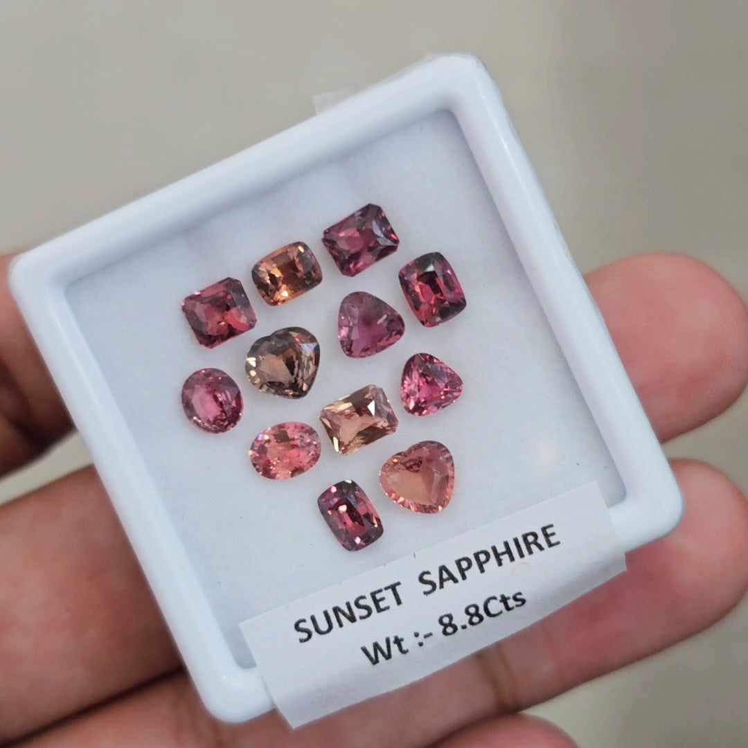 Box Of Natural Sunset Sapphire Faceted Gemstone | 5-6mm | Mix