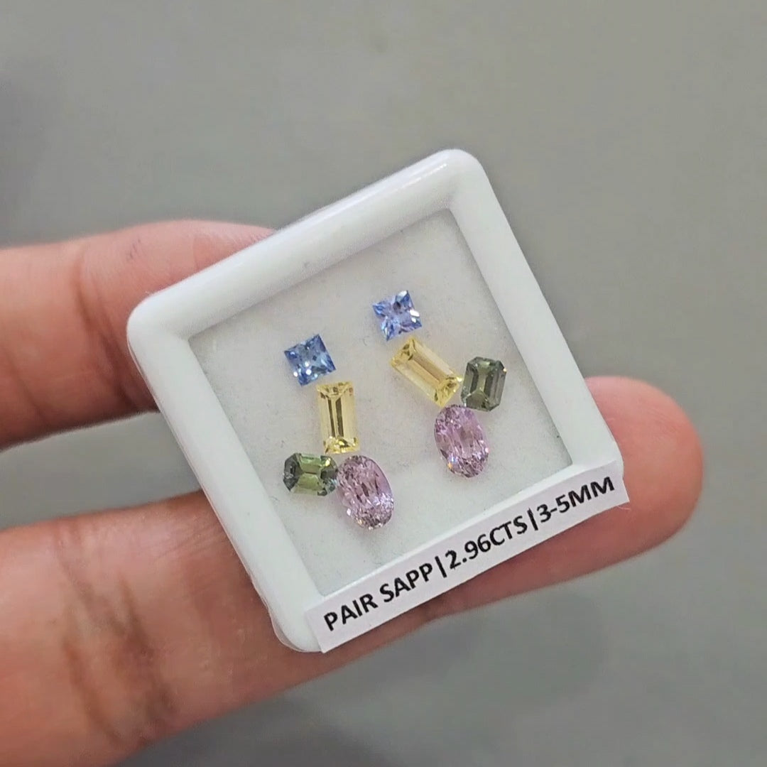 Pair Box Of Natural Sapphire | 3-5mm | Rectangle, Square & Oval