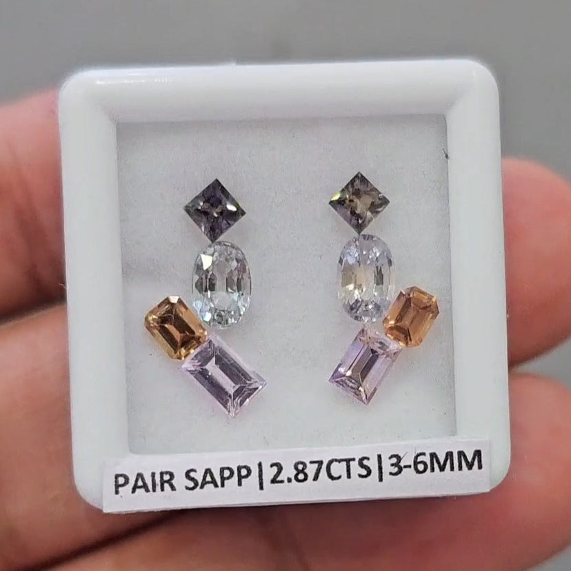 Pair Box Of Natural Sapphire | 3-6mm | Rectangle, Square & Oval