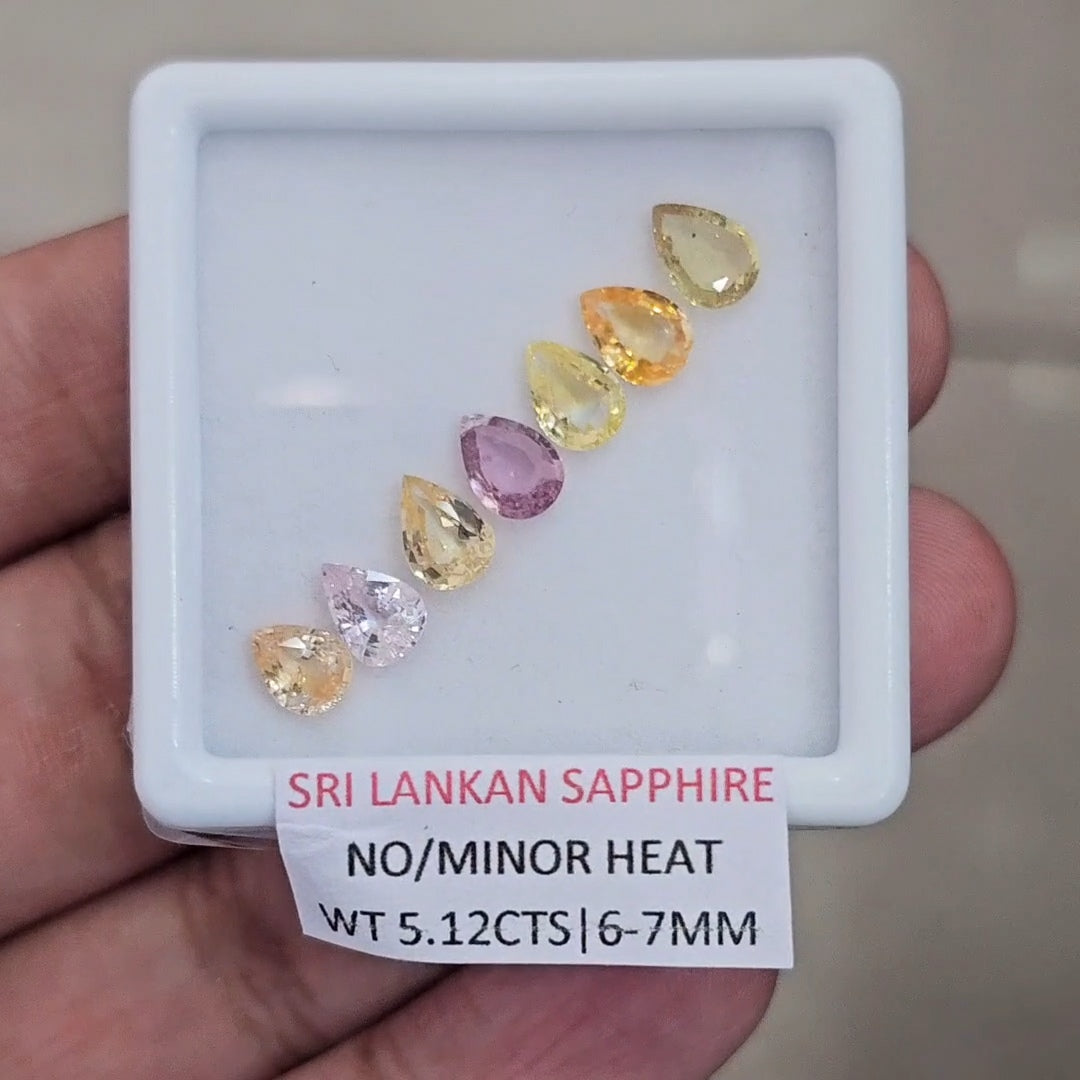 5.12Cts Natural Sri Lanka Sapphire | 6-7mm | Pear | Srilanka