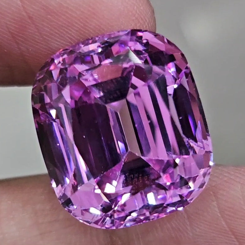 57.8 Cts Natural Kunzite Faceted Clean| With Certificate| 21x19mm | Cushion |Clean
