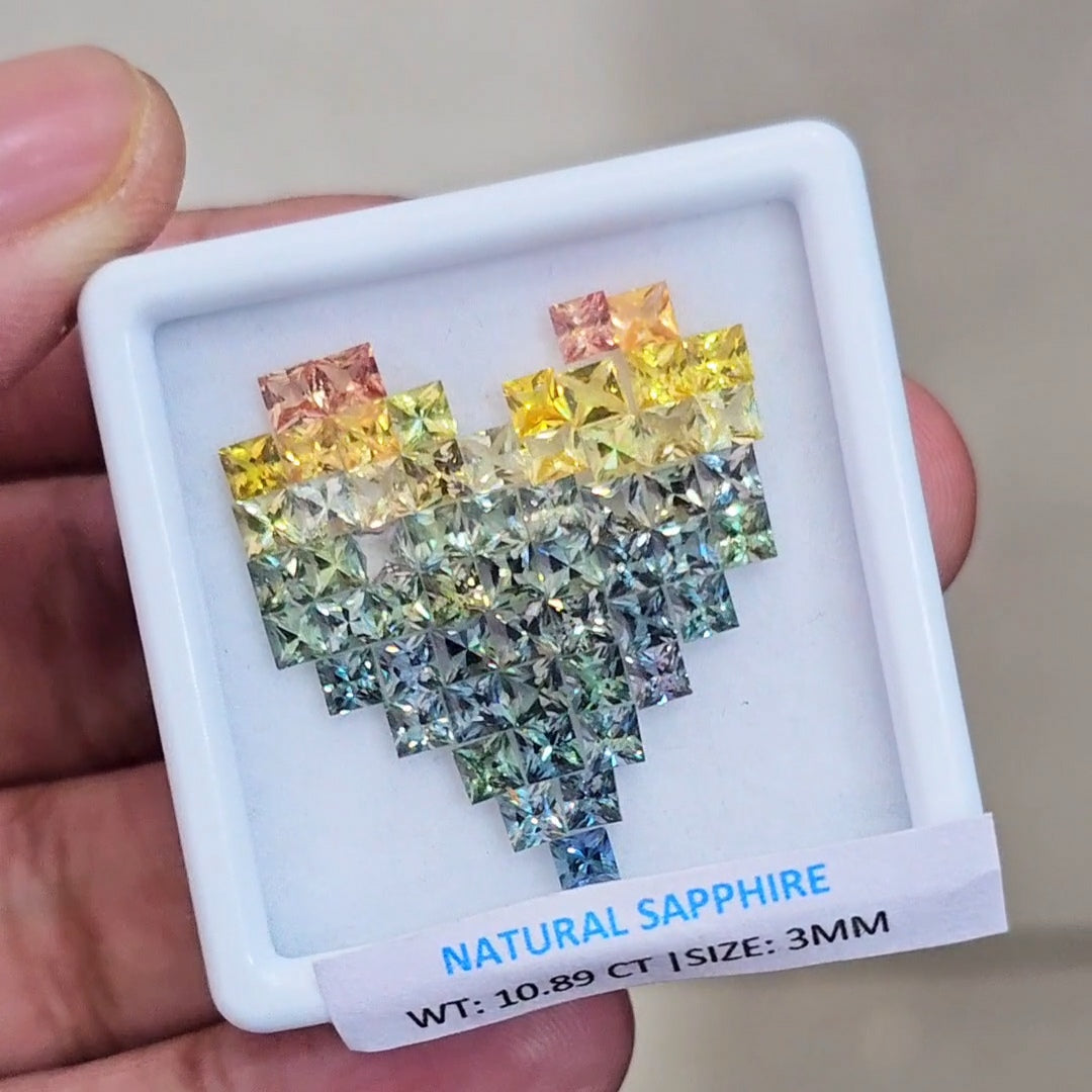 10.89 Cts Natural Madagascar Sapphire | 3mm | Square | 10.89Cts