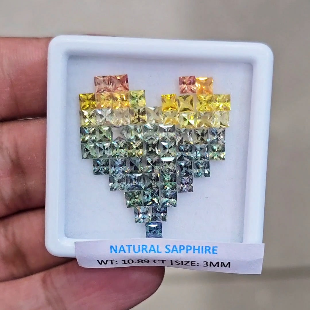 10.89 Cts Natural Madagascar Sapphire | 3mm | Square | 10.89Cts