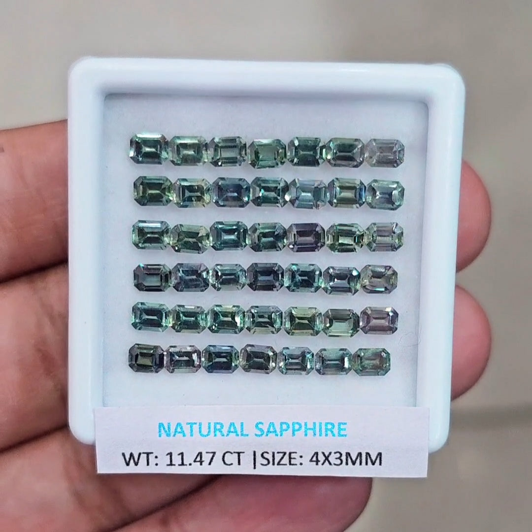 11.47 Cts Natural Madagascar Sapphire | 4x3mm | Rectangle | 11.47Cts