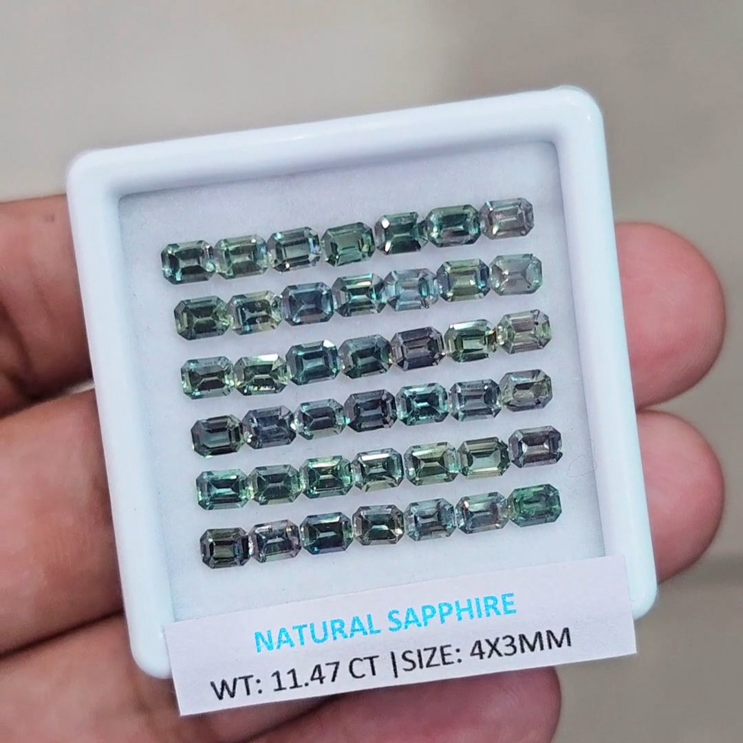 11.47 Cts Natural Madagascar Sapphire | 4x3mm | Rectangle | 11.47Cts