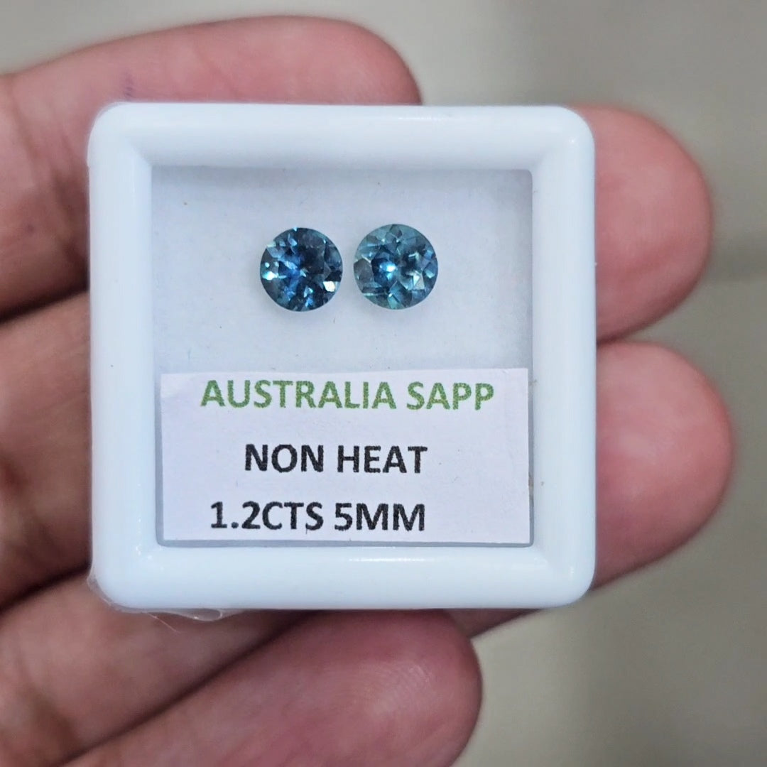1.2cts Natural Unheated Teal Sapphire From Australia | 5mm| Round | Ideal Cut
