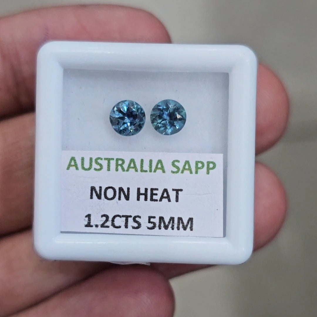 1.2cts Natural Unheated Teal Sapphire From Australia | 5mm| Round | Ideal Cut