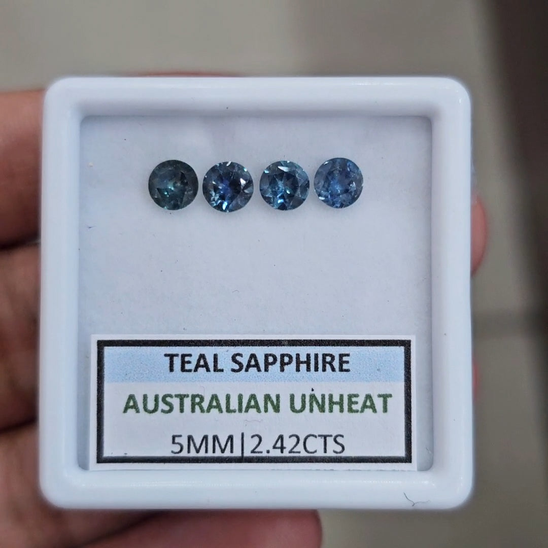 2.42cts Natural Australian Teal Sapphire | 5mm| Round | Unheated