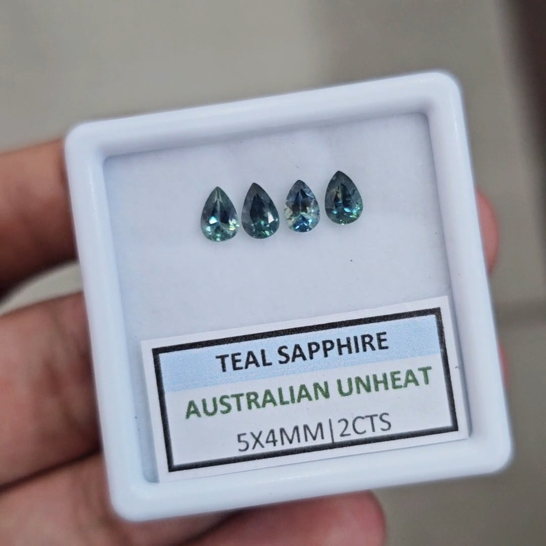 2cts Natural Australian Teal Sapphire | 5X4mm| Pear | Unheated