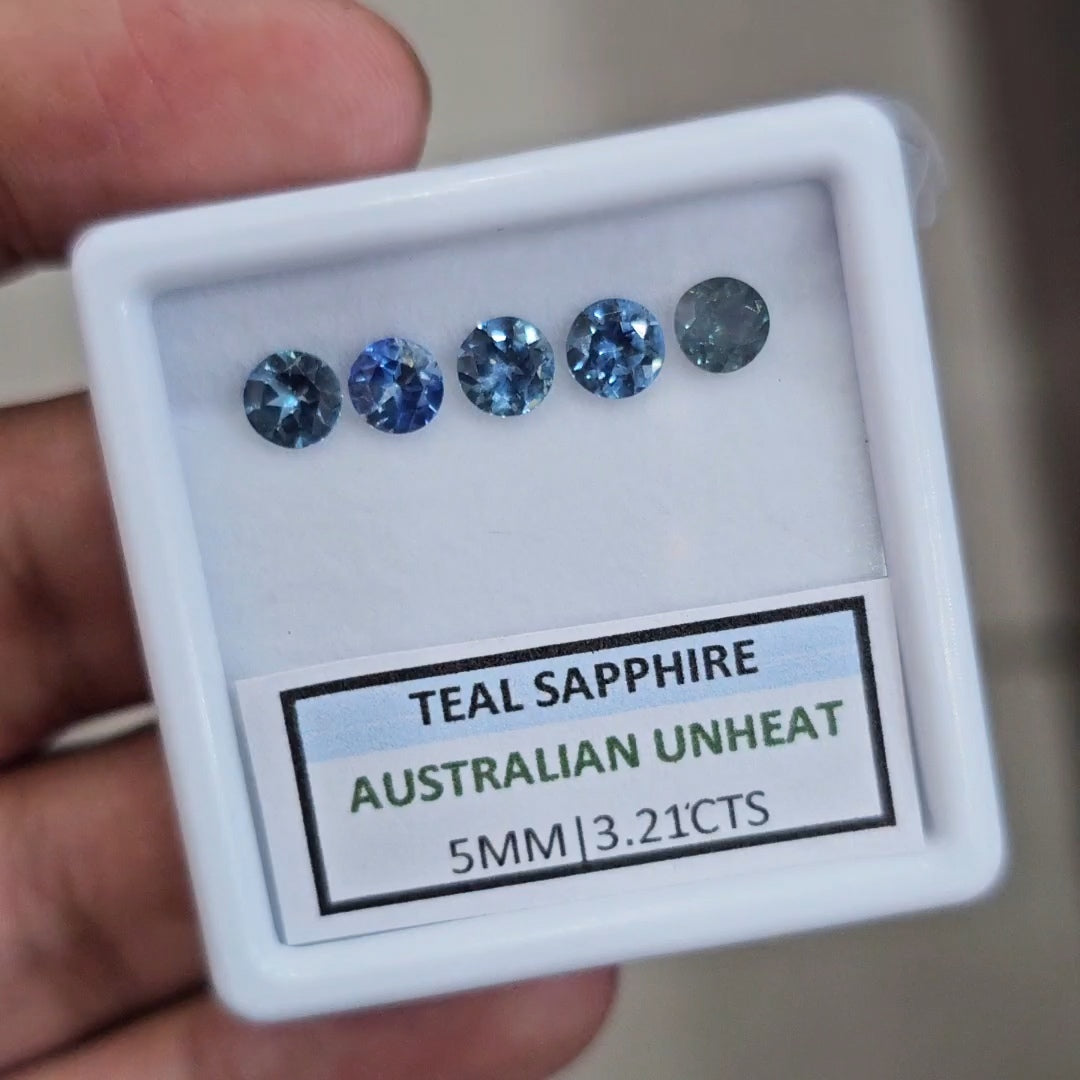 3.21cts Natural Australian Teal Sapphire | 5mm| Round | Unheated