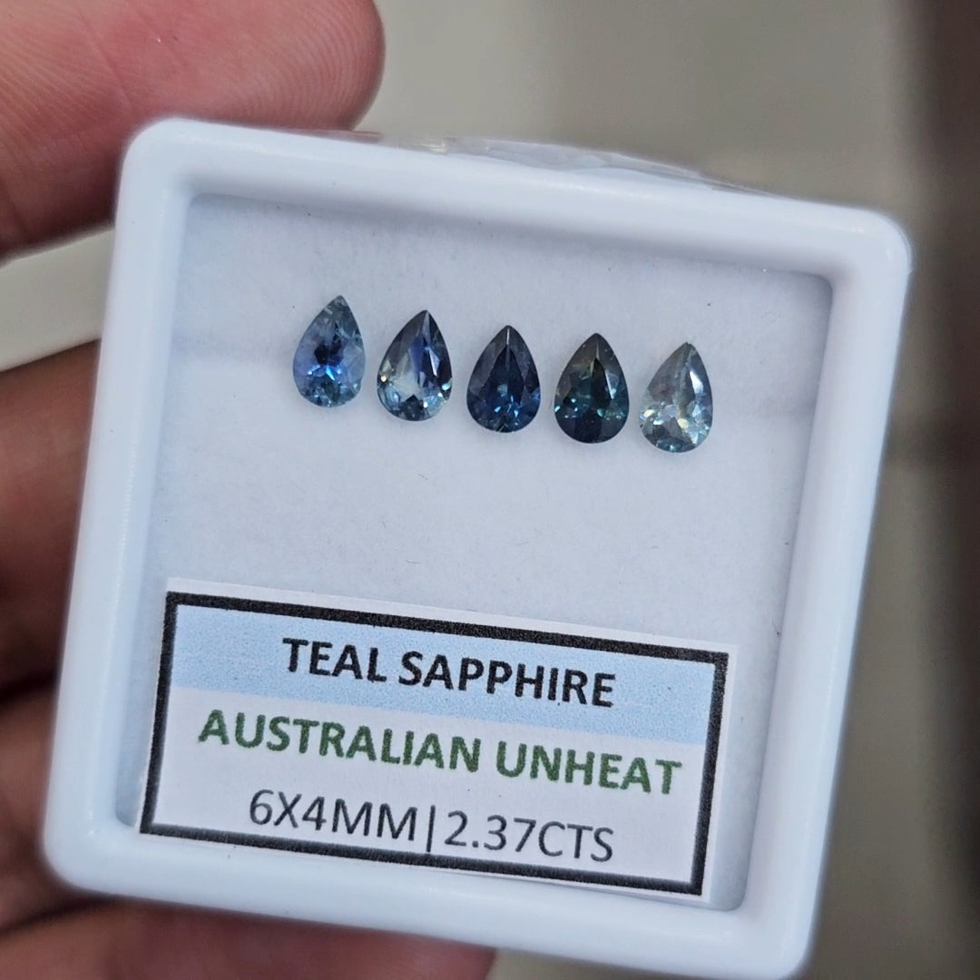 2.37cts Natural Australian Teal Sapphire | 6X4mm| Pear | Unheated
