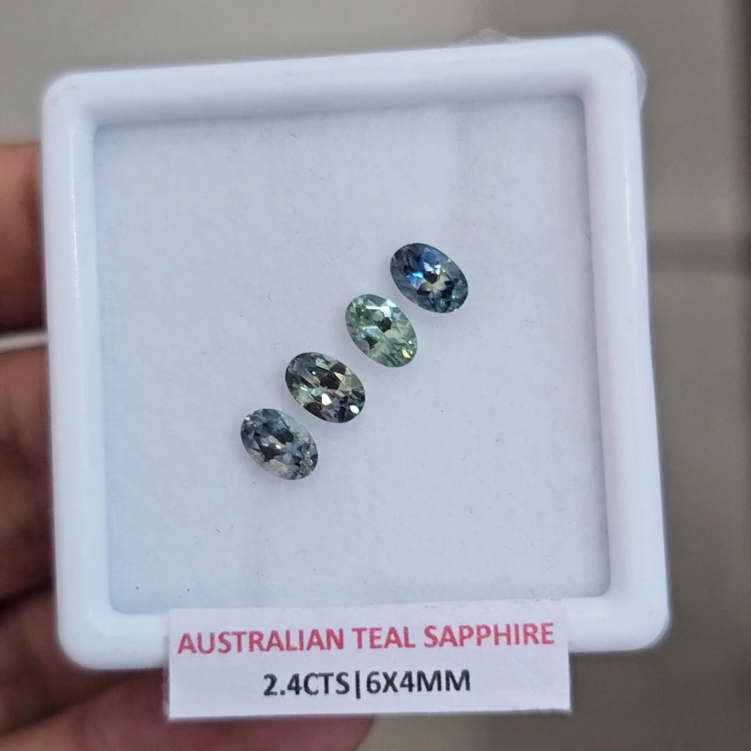 2.4cts Natural Australian Teal Sapphire | 6x4mm| Oval | Unheated