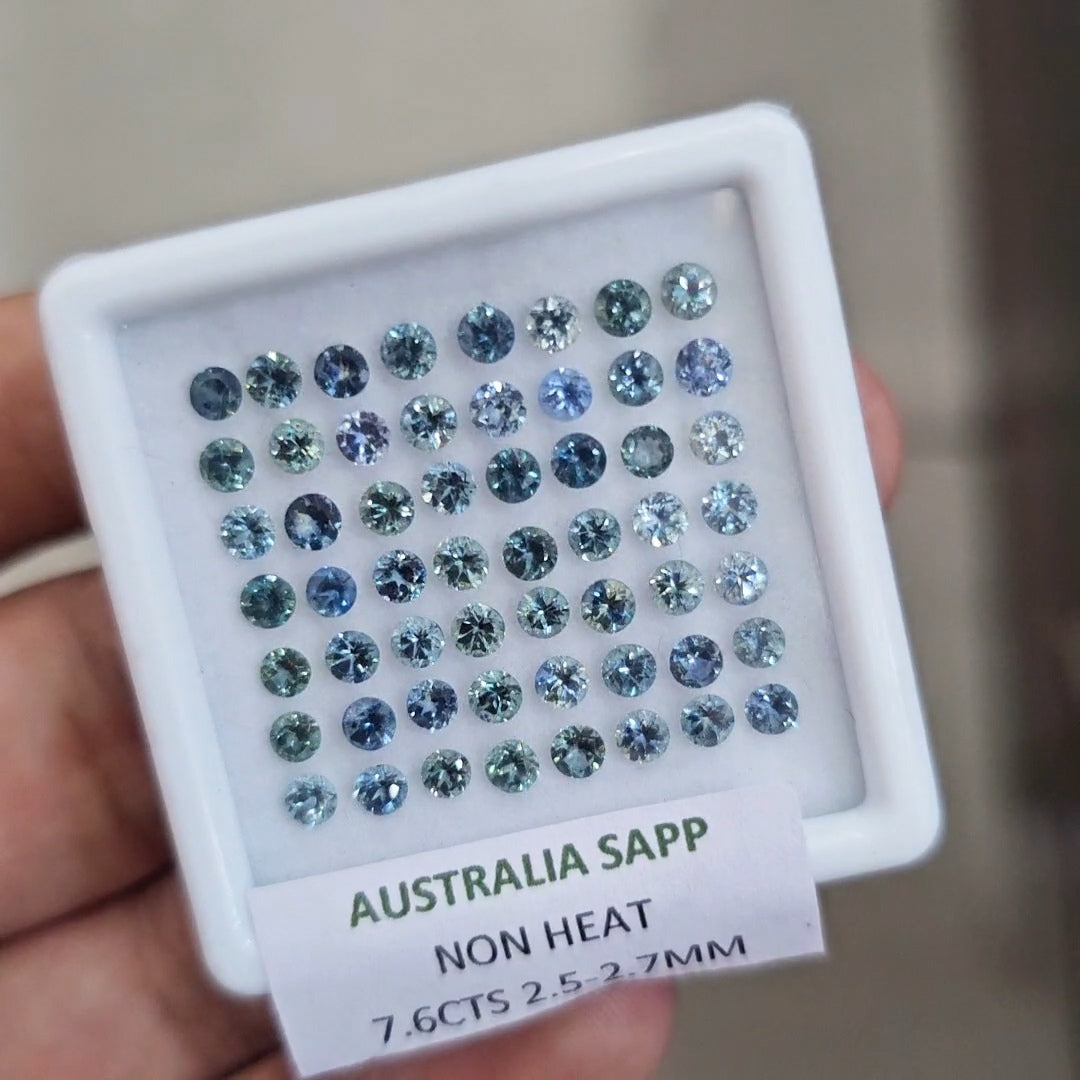 7.6cts Natural Australian Teal Sapphire | 2.5-2.7mm| Round | Unheated