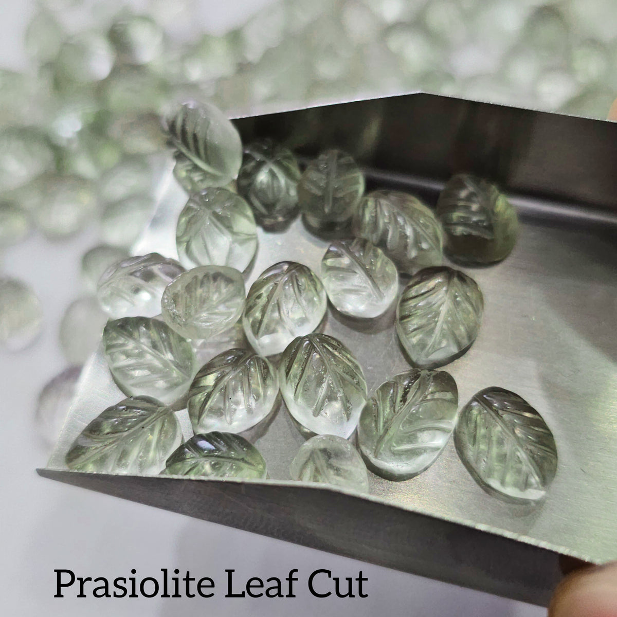 500Cts of Natural Prasiolite Carved Leaf| 170–190 Pcs | 6–13mm - The LabradoriteKing