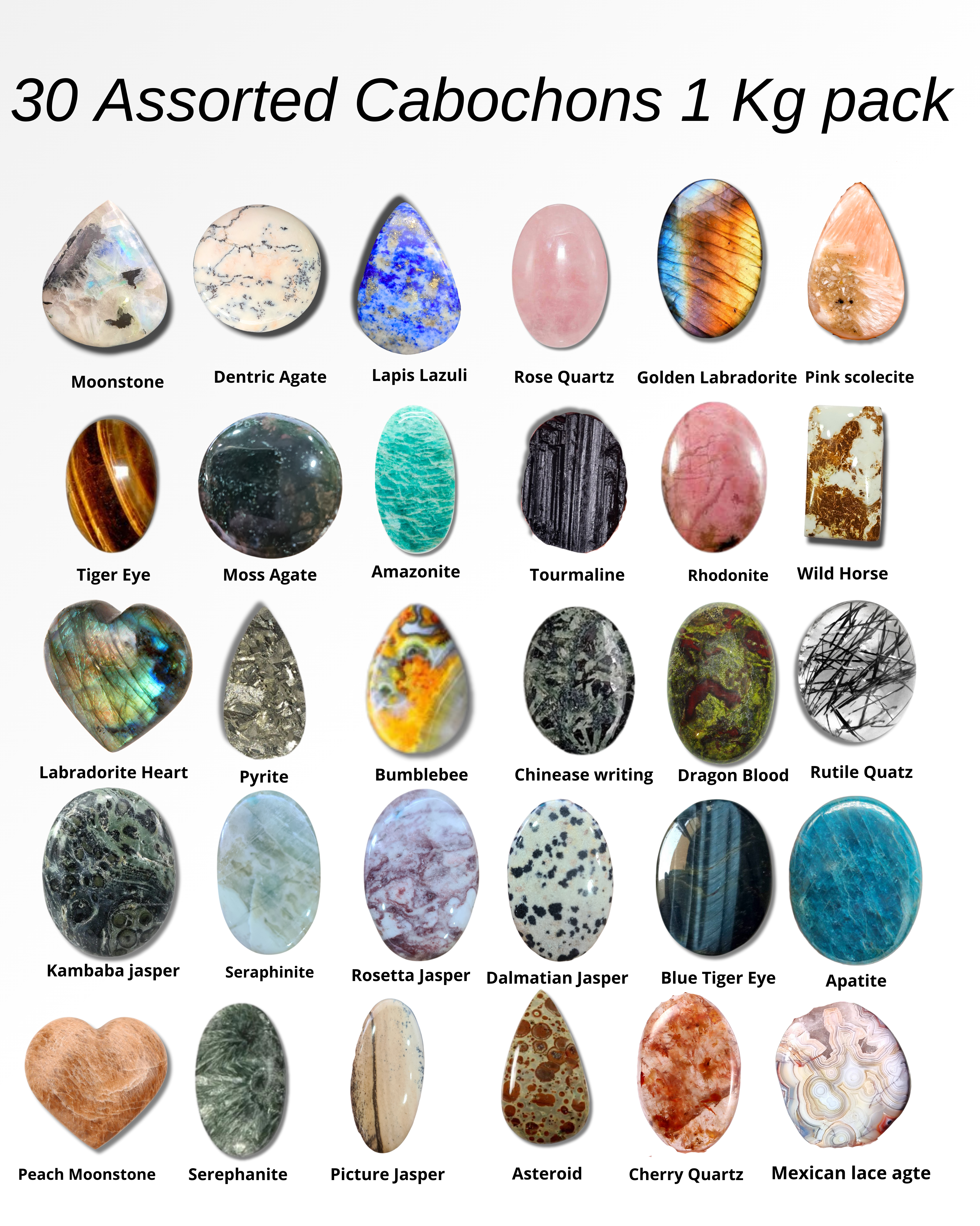 30 Set of Limited Gemstone Pack V.2 | 100 pcs | 1 KG - The LabradoriteKing