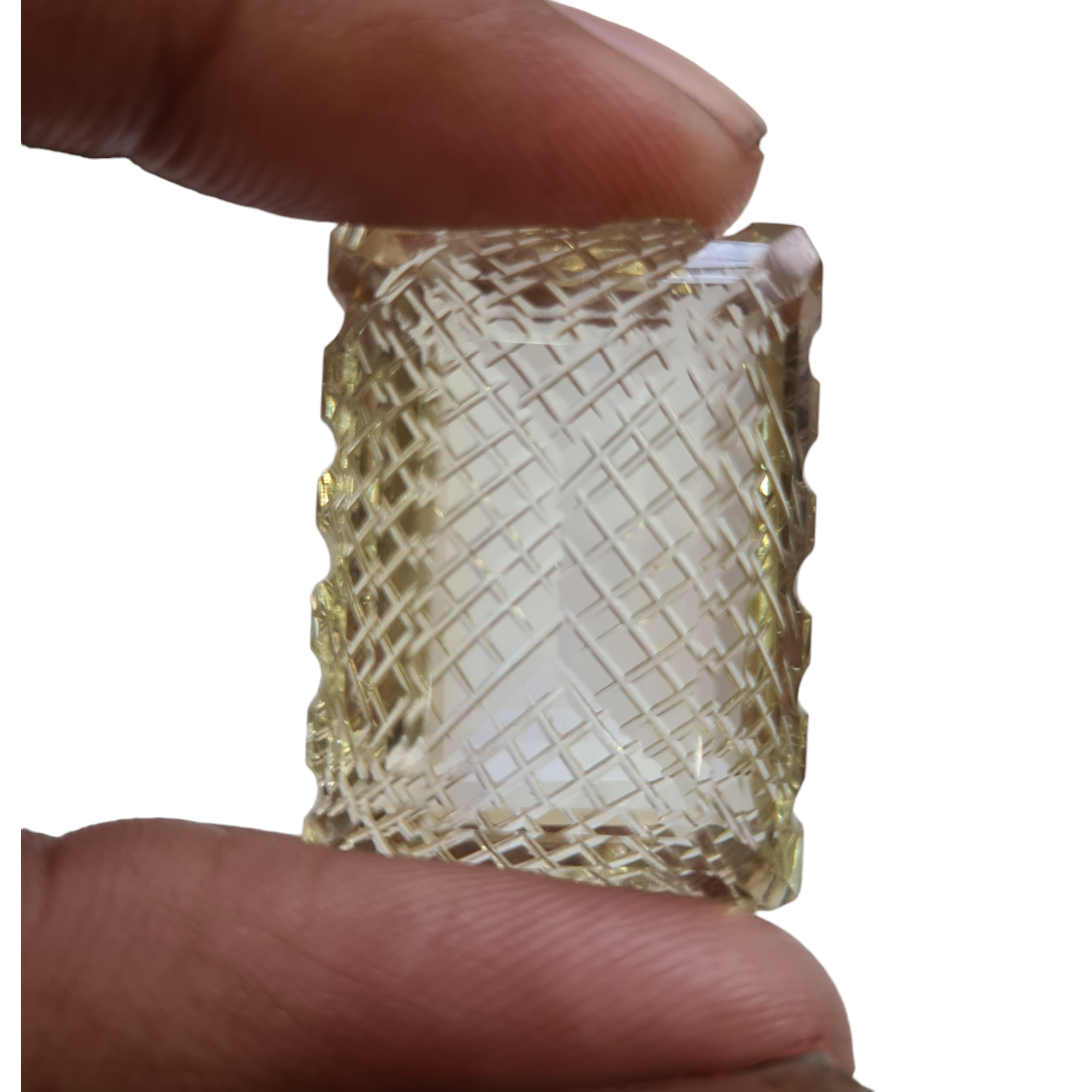 Natural 1 piece hand carved Yellow Quartz  : Rectangle Shape | Size:31x23mm - The LabradoriteKing