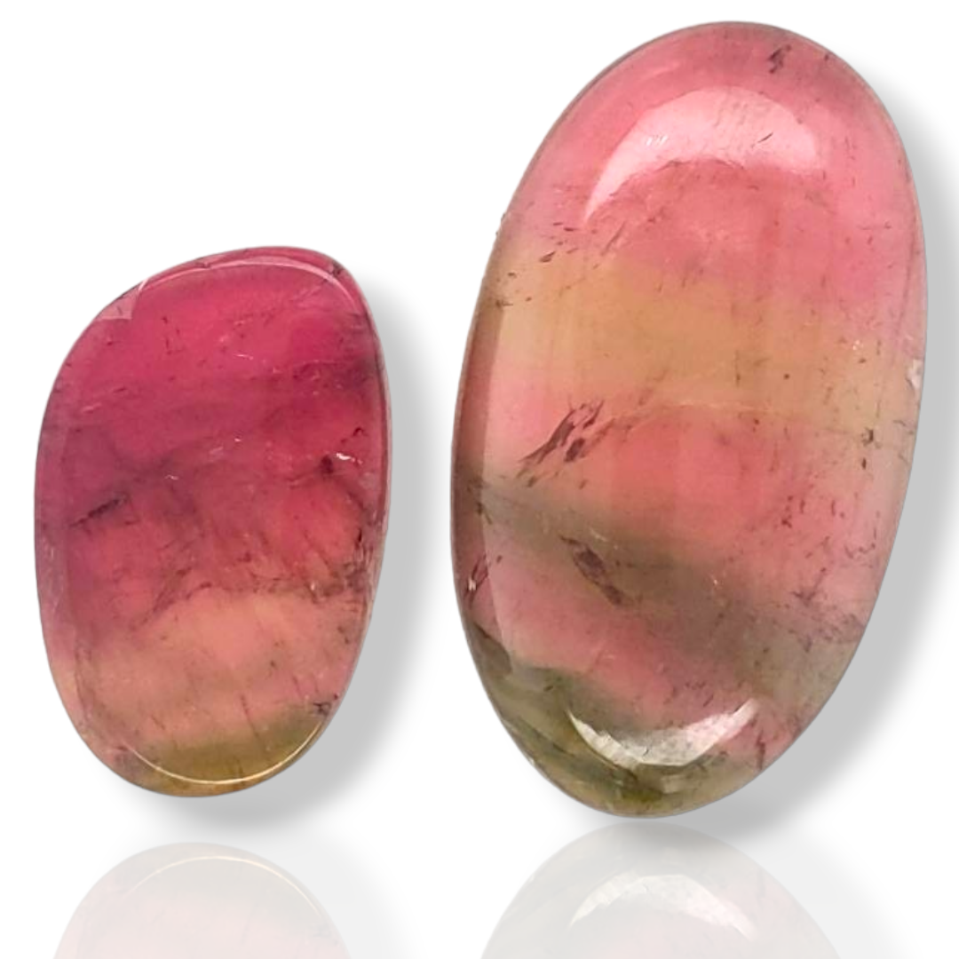 2 Pics Of Natural Watermelon Tourmaline Slice Mix Shape | Size:23-34mm | With Certificate - The LabradoriteKing
