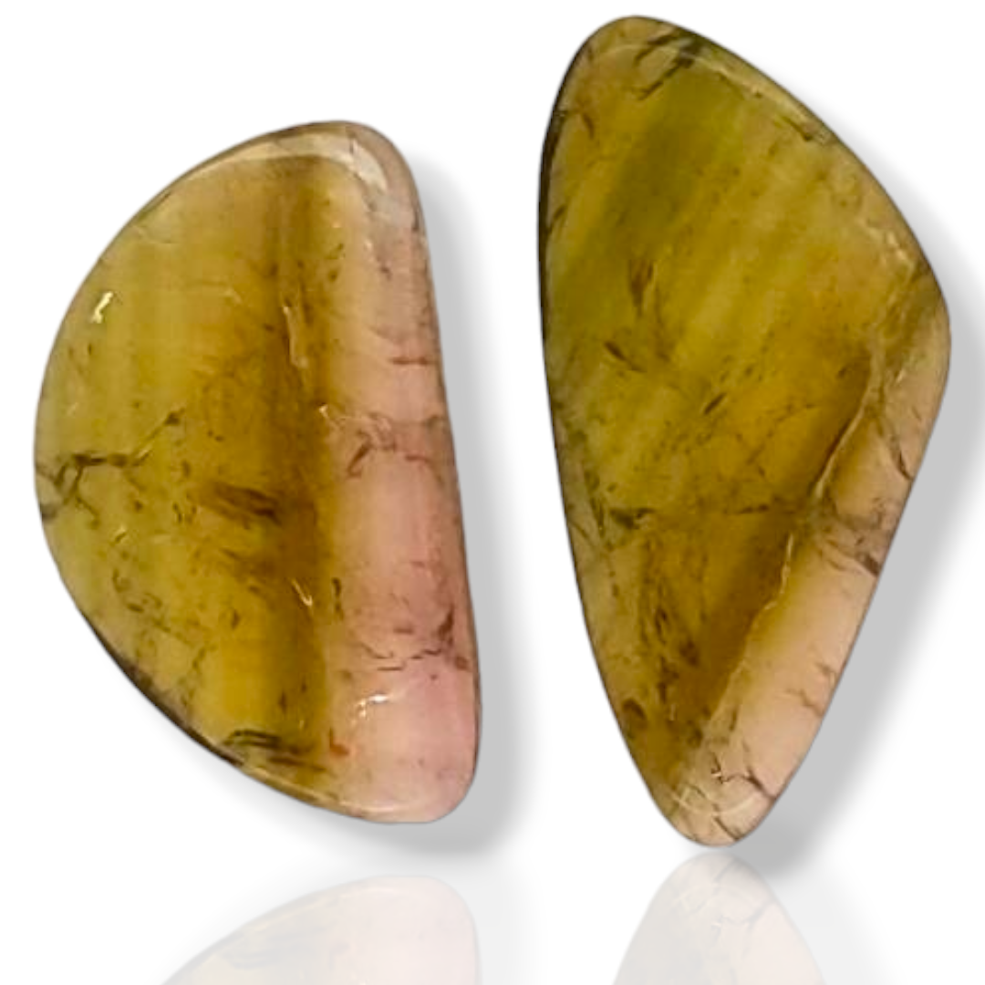 2 Pics Natural Watermelon Tourmaline Slice | Size:18-21mm | With Certificate - The LabradoriteKing