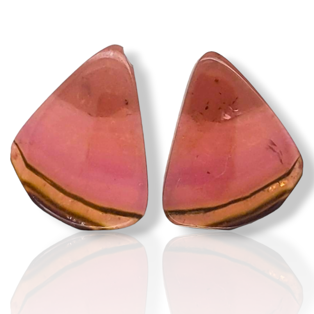 1 Pair Of Natural Watermelon Tourmaline Slice | Size:20x16mm | With Certificate - The LabradoriteKing