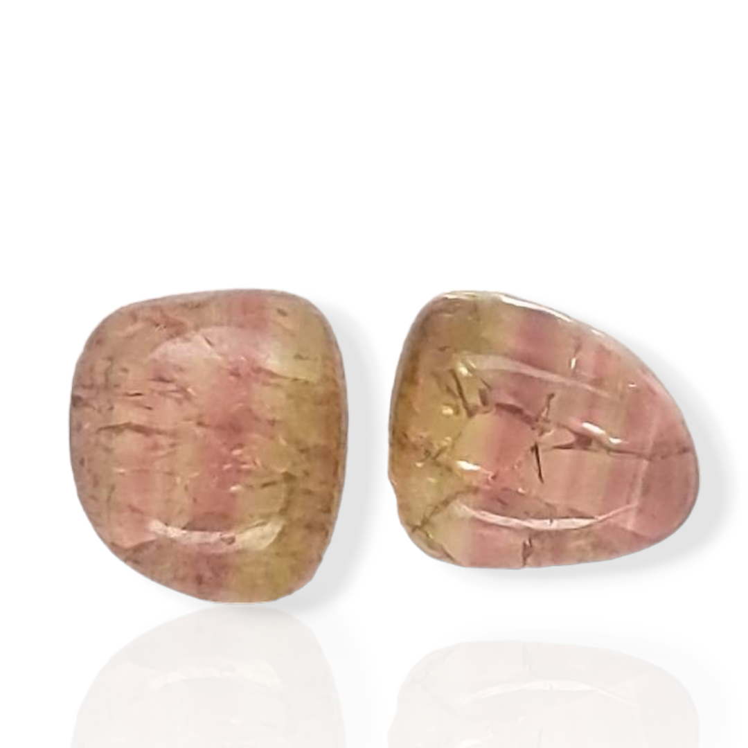 2 Pics Of Natural Watermelon Tourmaline Slice | Size:10x9mm | With Certificate - The LabradoriteKing