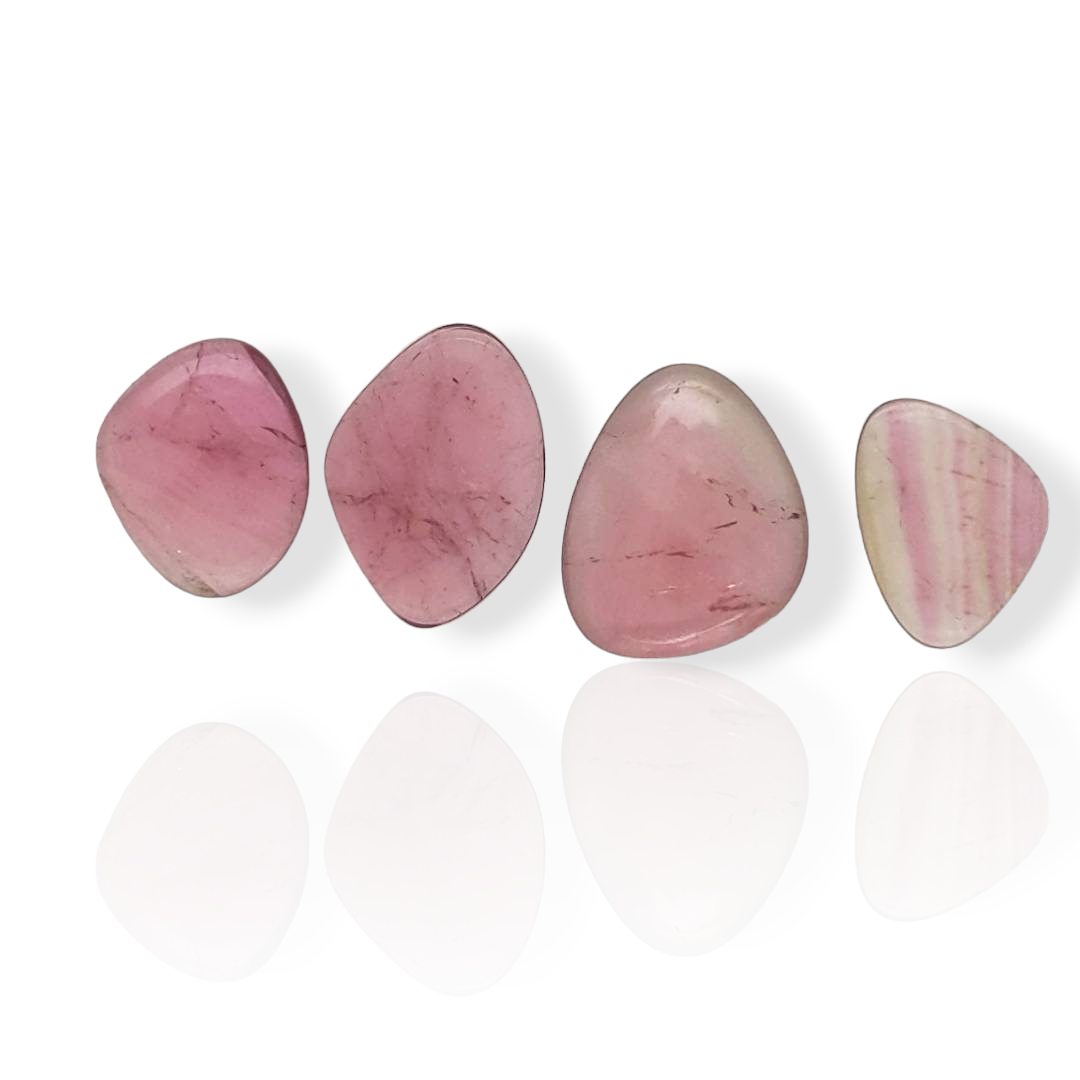 4 Pics Of Natural Watermelon Tourmaline Slice | Size:32-34mm | With Certificate - The LabradoriteKing
