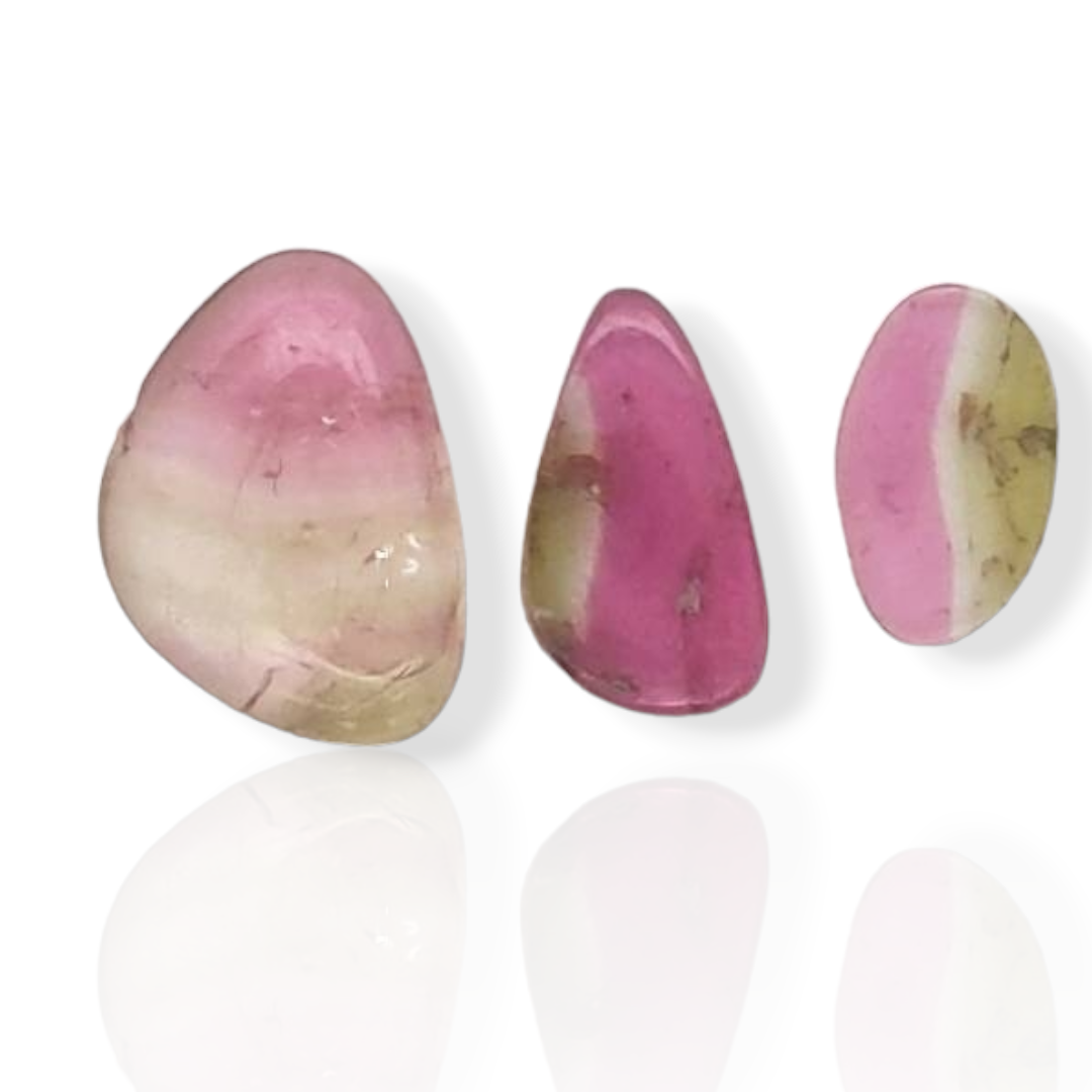 3 Pics Of Natural Watermelon Tourmaline Slice | Size:10-14mm | With Certificate - The LabradoriteKing