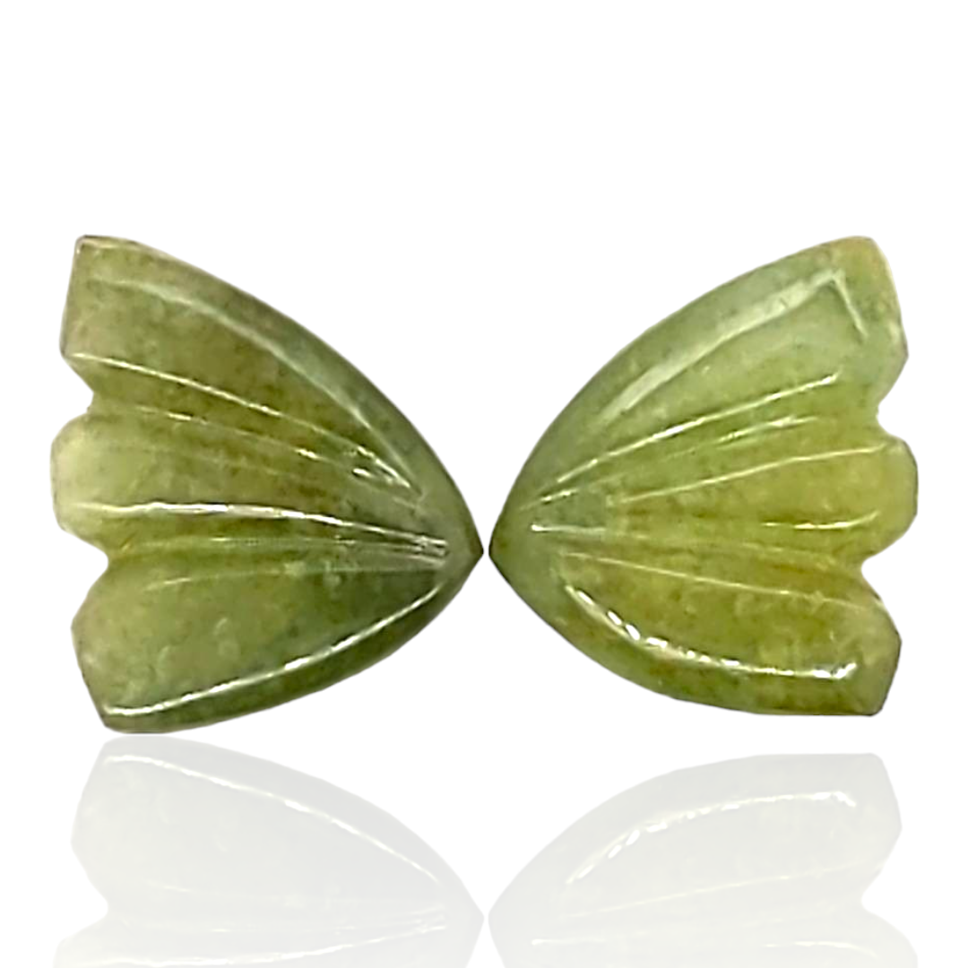 Natural Watermelon Tourmaline Butterfly Carved Pair | Size:9x8mm - The LabradoriteKing