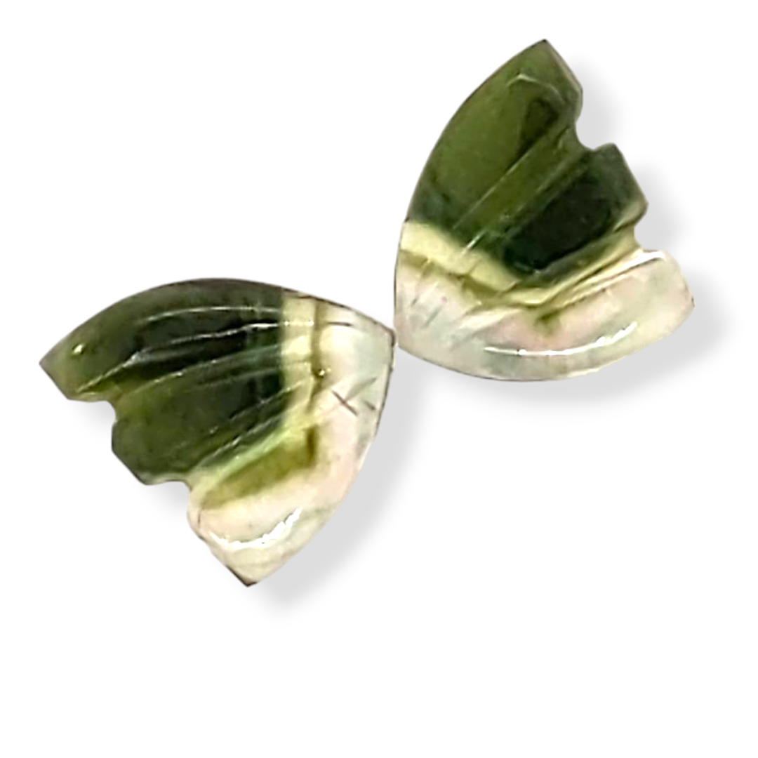 Natural Watermelon Tourmaline Butterfly Carved Pair | Size:7x6mm - The LabradoriteKing