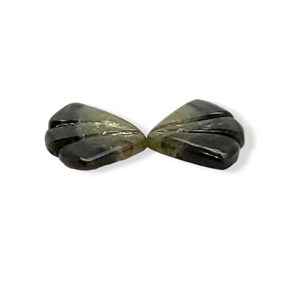 Natural Watermelon Tourmaline Butterfly Carved Pair | Size:14x9mm - The LabradoriteKing