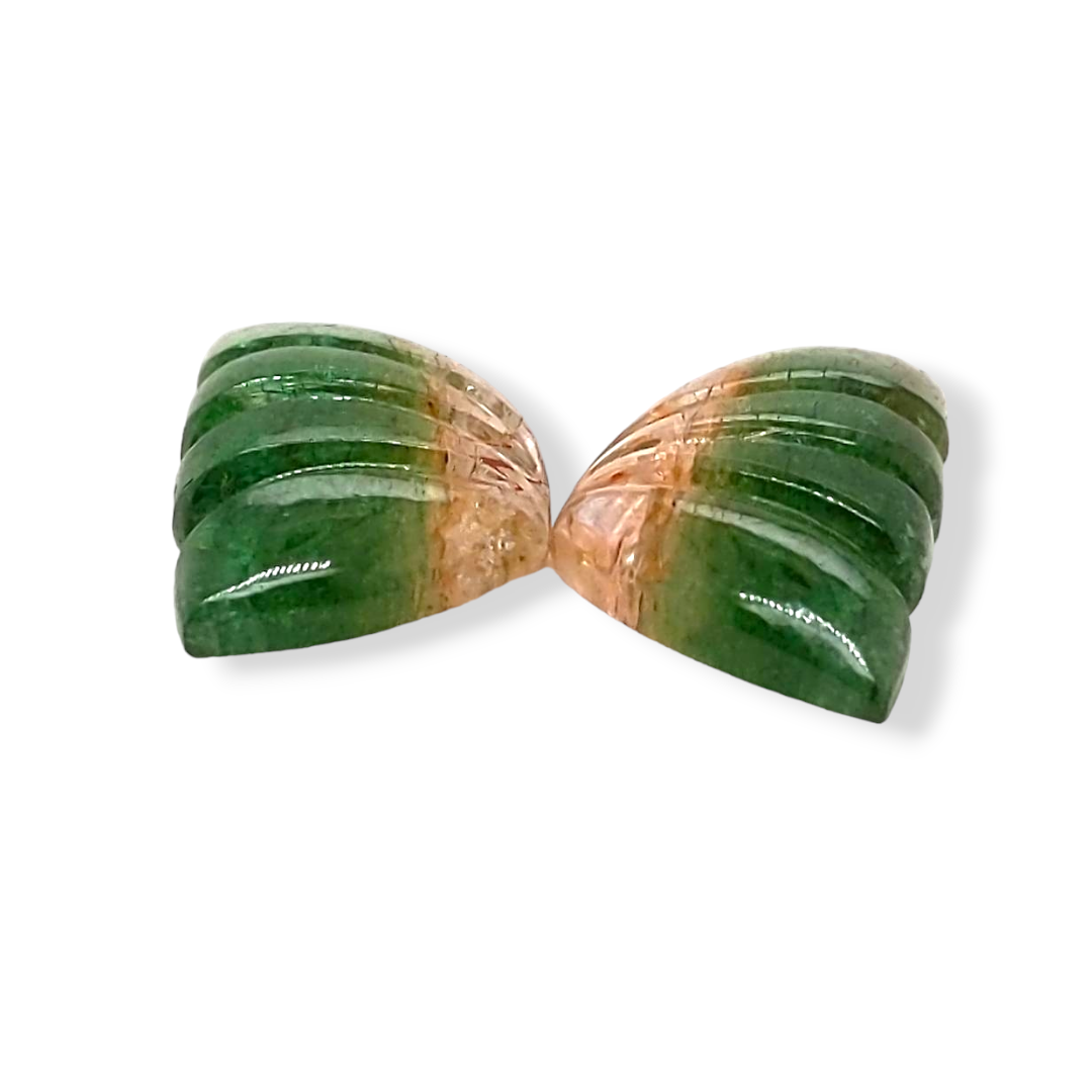 Natural Watermelon Tourmaline Butterfly Carved Pair | Size:18x11mm - The LabradoriteKing