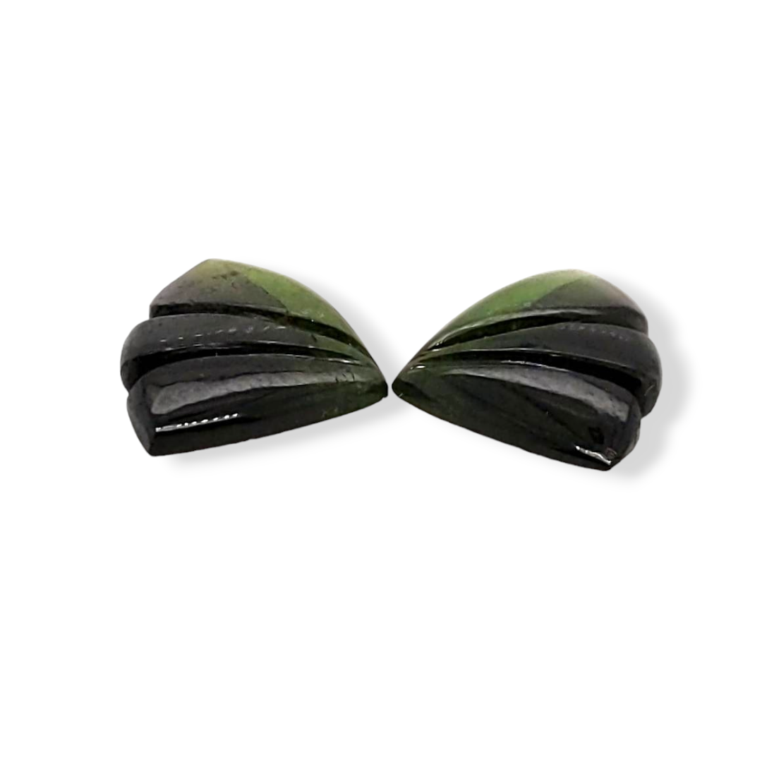Natural Watermelon Tourmaline Butterfly Carved Pair | Size:15x11mm - The LabradoriteKing