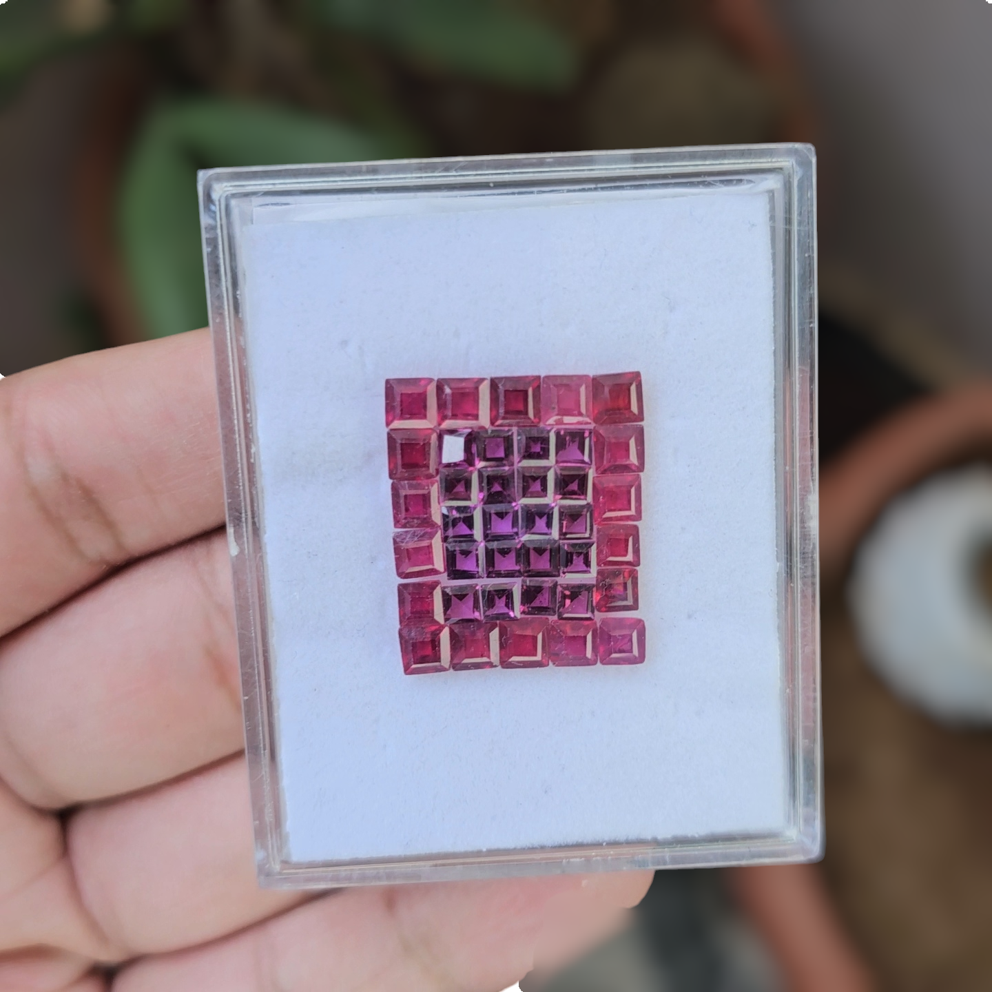 38 Pcs Of Natural Ruby & Garnet Faceted Gemstone | Shape: Square | Size:3-4mm - The LabradoriteKing