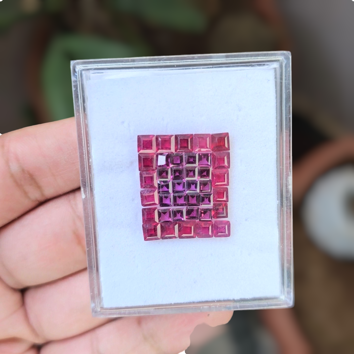 38 Pcs Of Natural Ruby & Garnet Faceted Gemstone | Shape: Square | Size:3-4mm - The LabradoriteKing