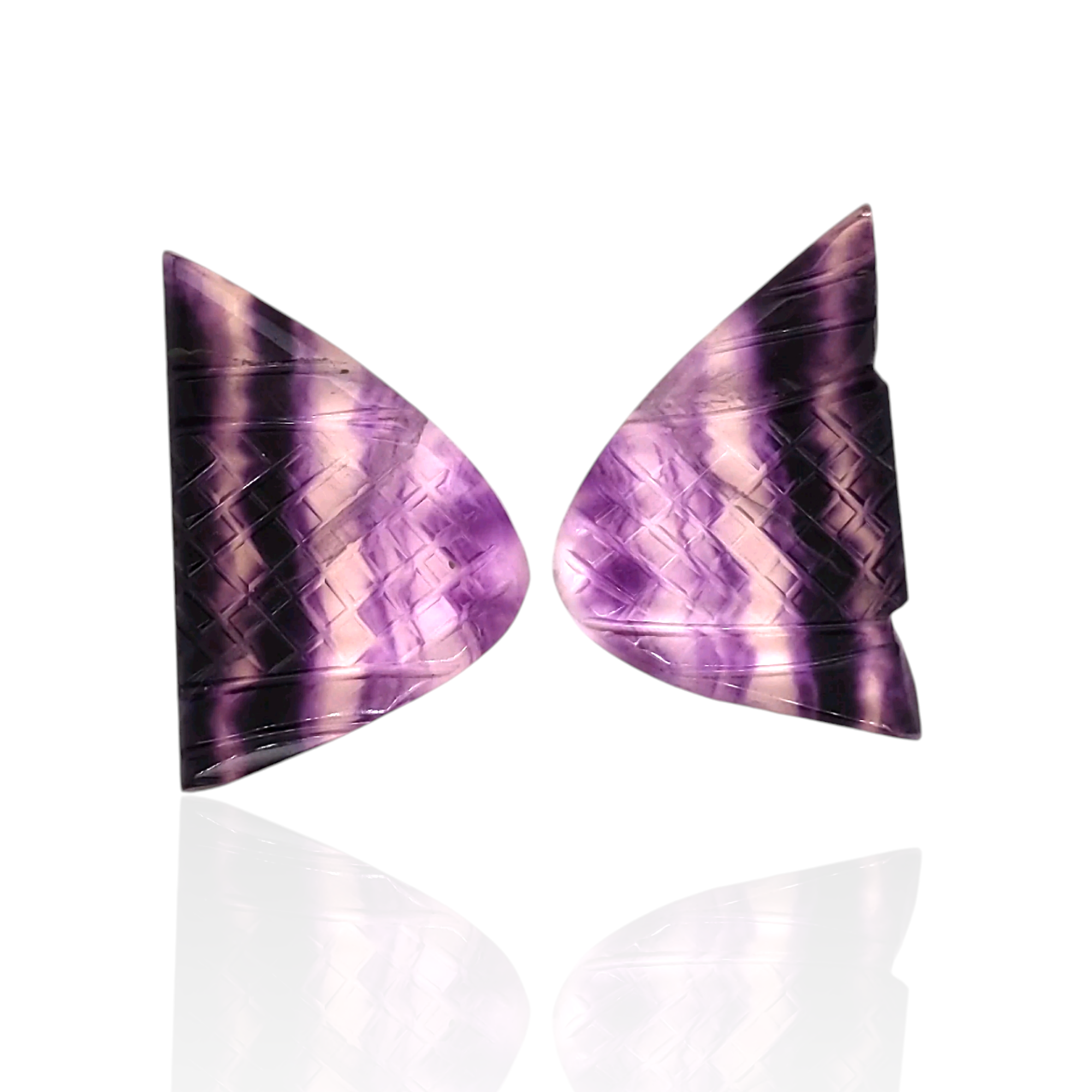 Natural Flourite Stone Pair Carved | Size: 35x23mm - The LabradoriteKing