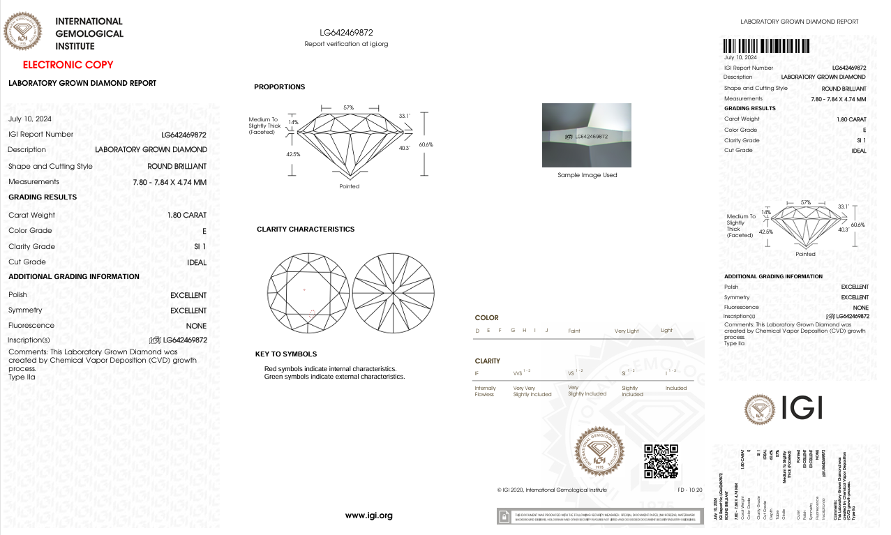 Lab Diamond Round Cut | EX Cut | SI1 | E Color | IGI Certified with Engraving - The LabradoriteKing